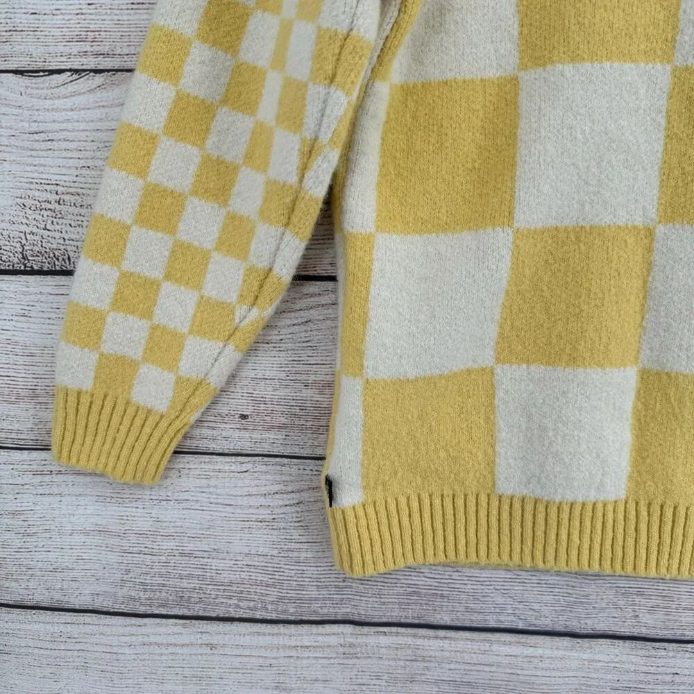 Vans Yellow & White Checkerboard Cardigan Sweater - Picture 13 of 14